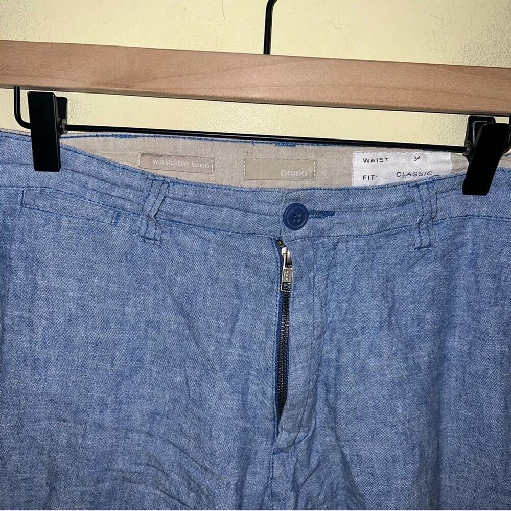BBRUNO New York Mens Blue Linen Blend Bermuda Shorts Size 32 - Picture 4 of 5